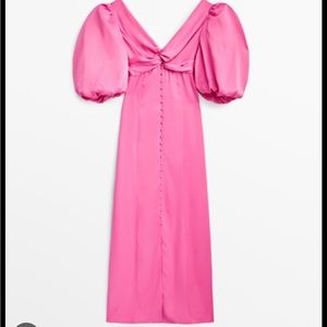 Massimo Dutti Puff Sleeve Dress - Studio in Pink - New w/ Tags